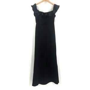 MSK Dress Size Small Maxi Formal Gown Black Evening Off the Shoulder Ruffle Prom